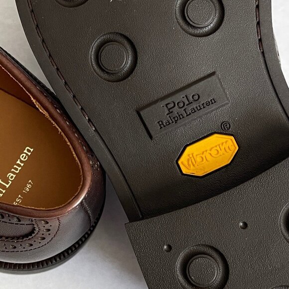 Polo Ralph Lauren Oxford Shoes Men's 12D Asher Wingtip Dark Brown Lace Up NWOB - Picture 8 of 9